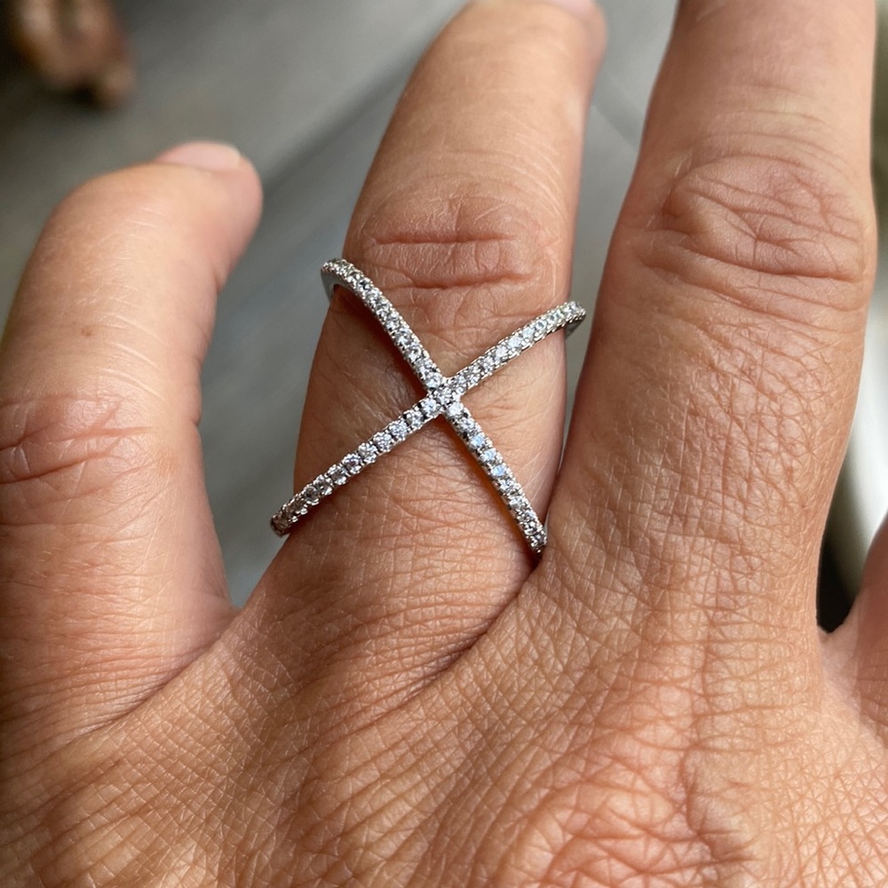 NWT Devin Rose crisscross CZ SS Ring